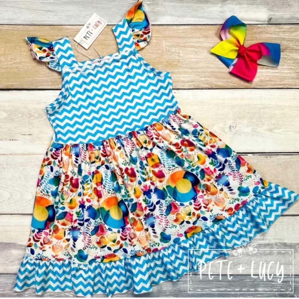 Pete + Lucy Colorful birds sleeveless dress